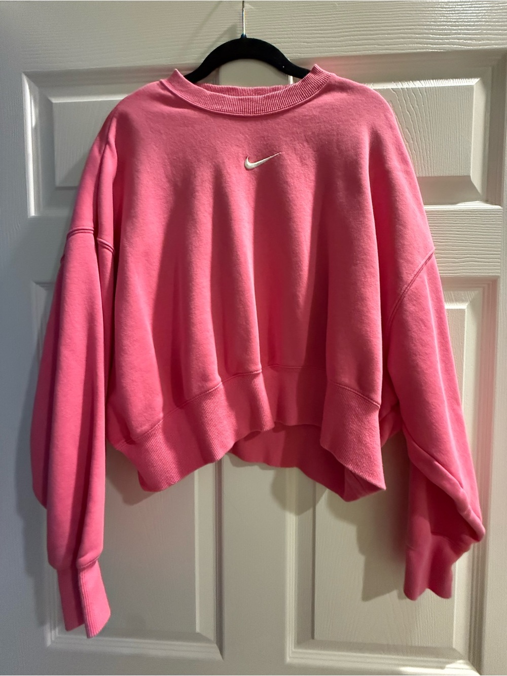 Nike Pink Cropped Boxy Crewneck Sweatshirt